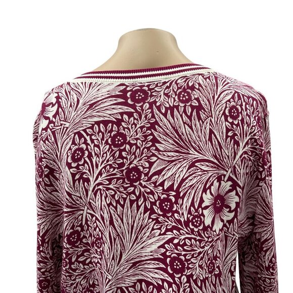 NWT Talbots Petite Red Cardigan Sweater Floral Long Sleeve Button-Front Women PM - Picture 11 of 12